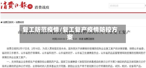 复工防范疫情/复工复产疫情防控方案